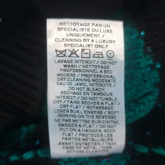 Balmain Sequin-Embellished Striped Distressed Knit Cardigan Green/Black Size 42 - Picture 9 of 9